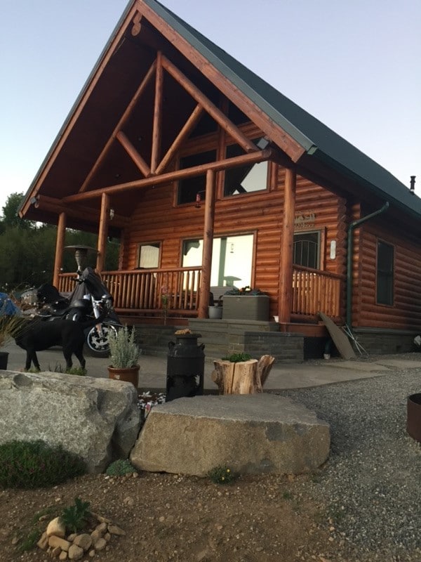 Log cabin outside view