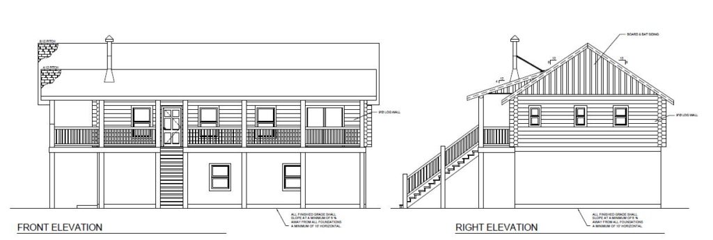 Moose Creek/Davis left & back elevations floor plan