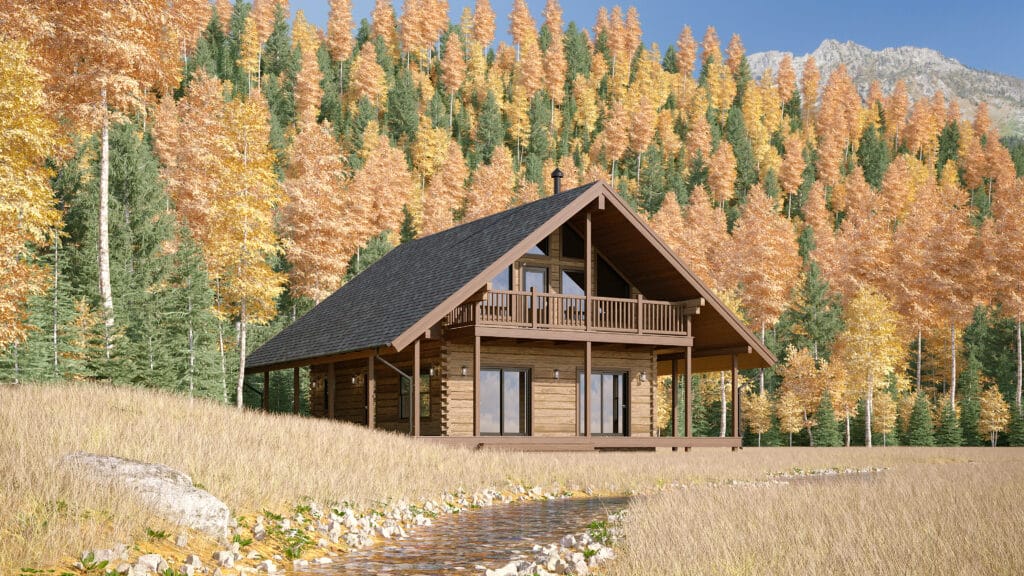 luxury log home in forest