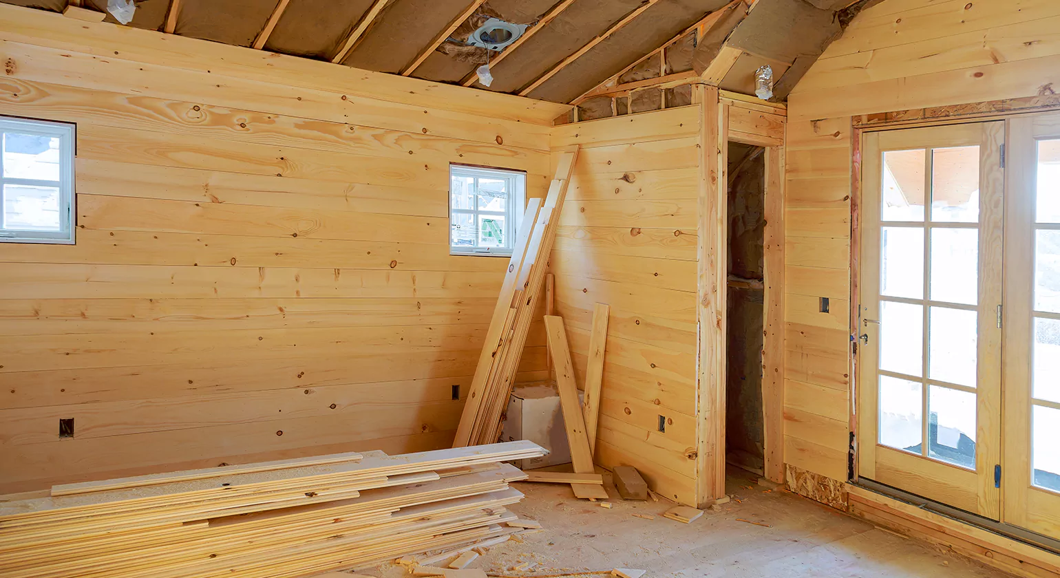 Finishing and Staining Interior Log Siding