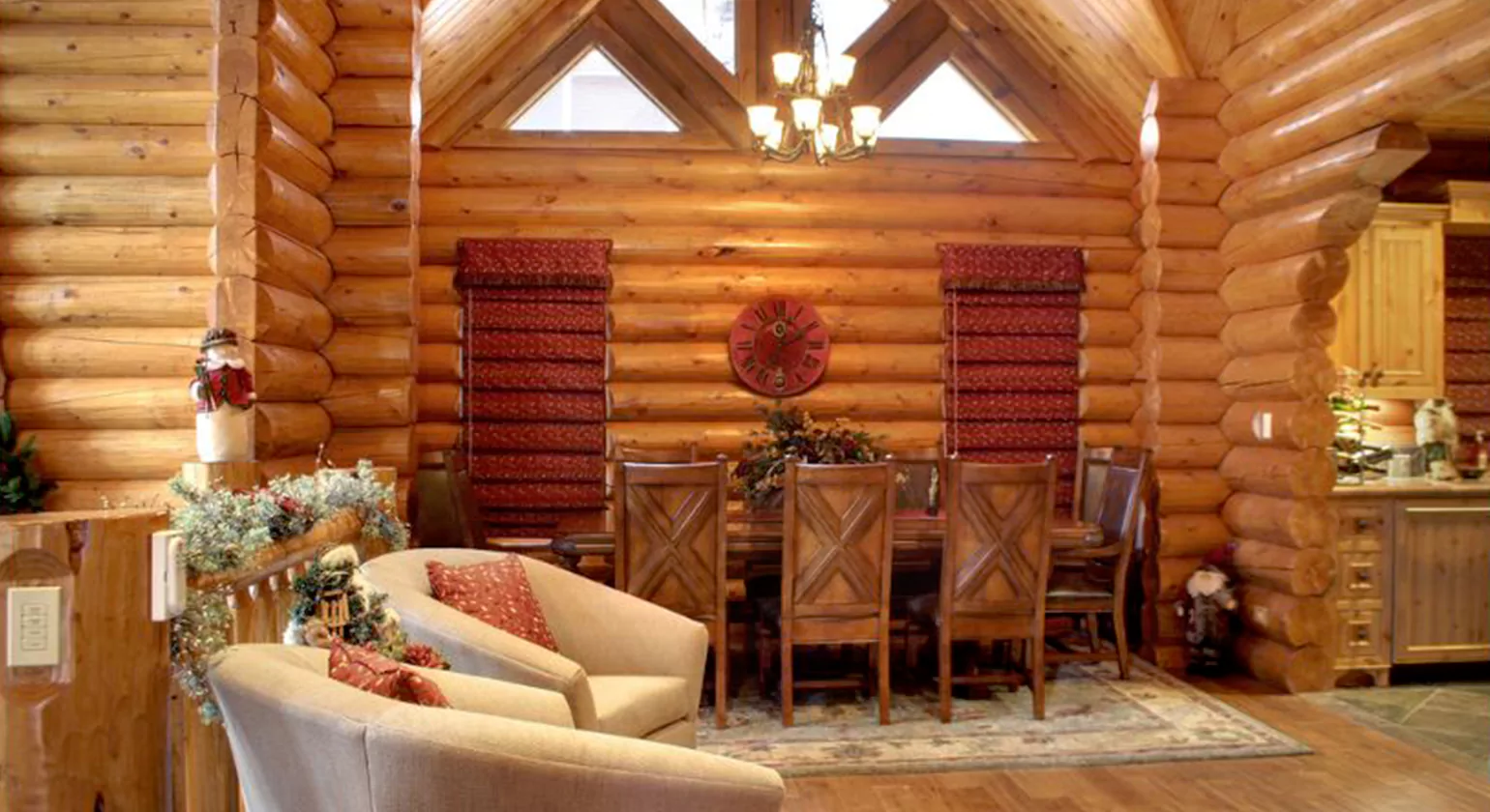 Seasonal Log Cabin Porch Decorations