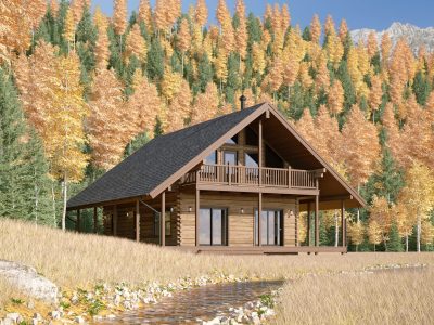 luxury log home in forest