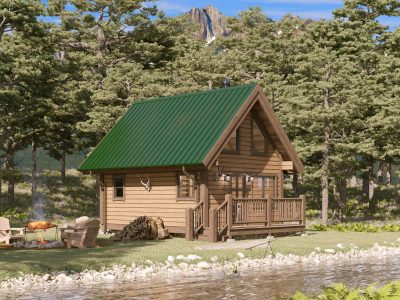 Log home at the forest